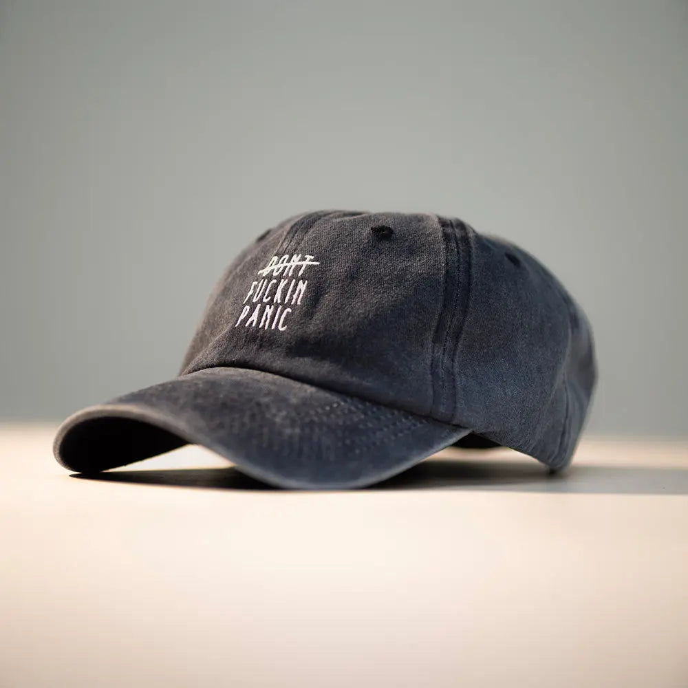 Panic Zones Don't F**** Panic Cap in navy — official Panic Zones merch