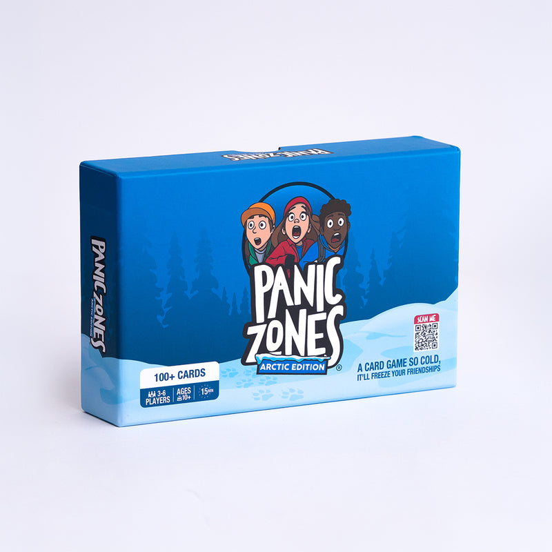 Panic Zones card game box on a white background
